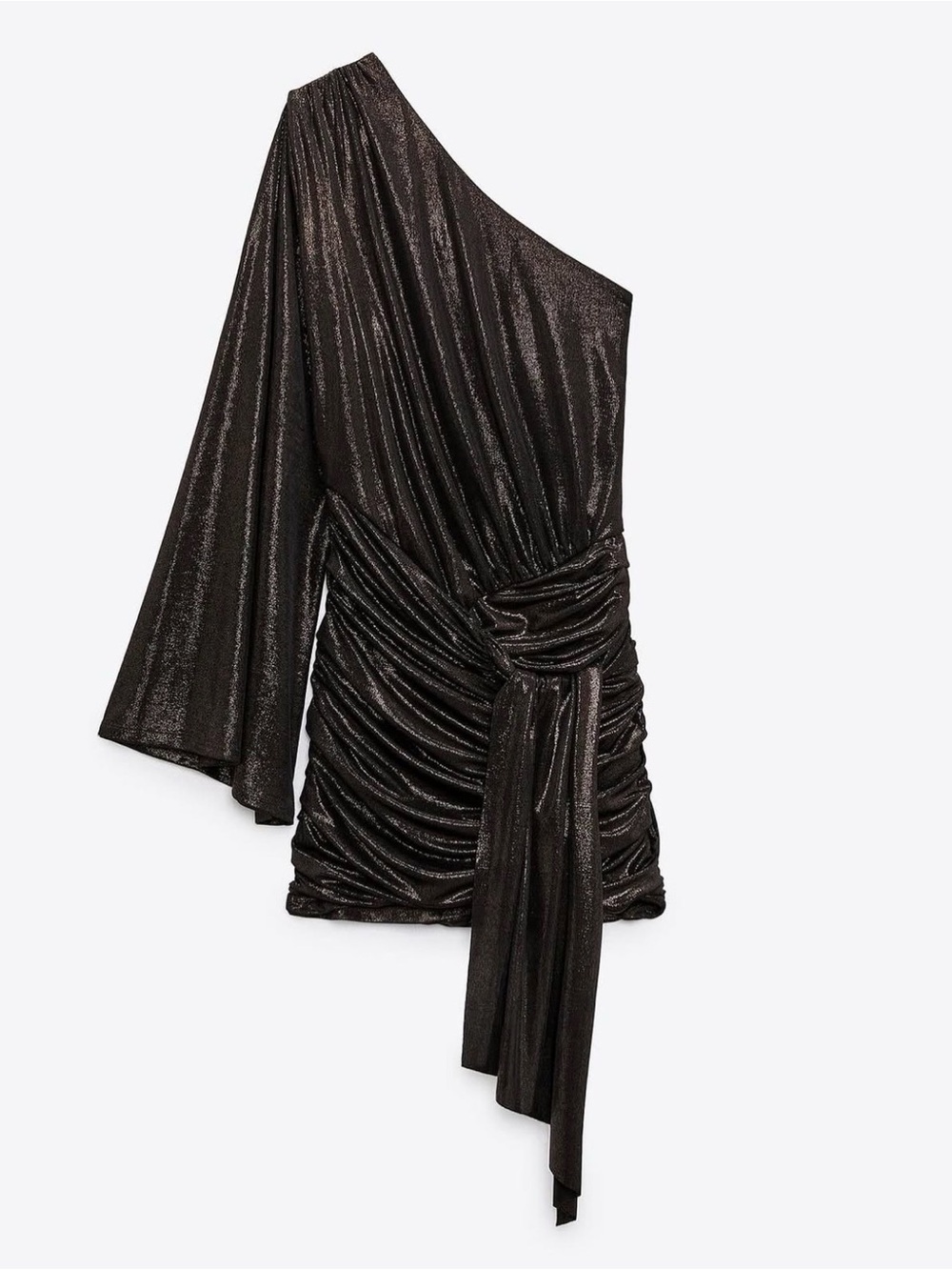 ZARA One-Shoulder Metallic Mini Dress